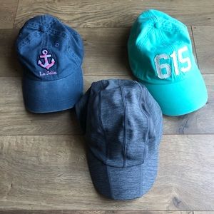 Athleta Workout Cap, LaJolla Cap with Anchor and 615 Mint Green Cap Bundle